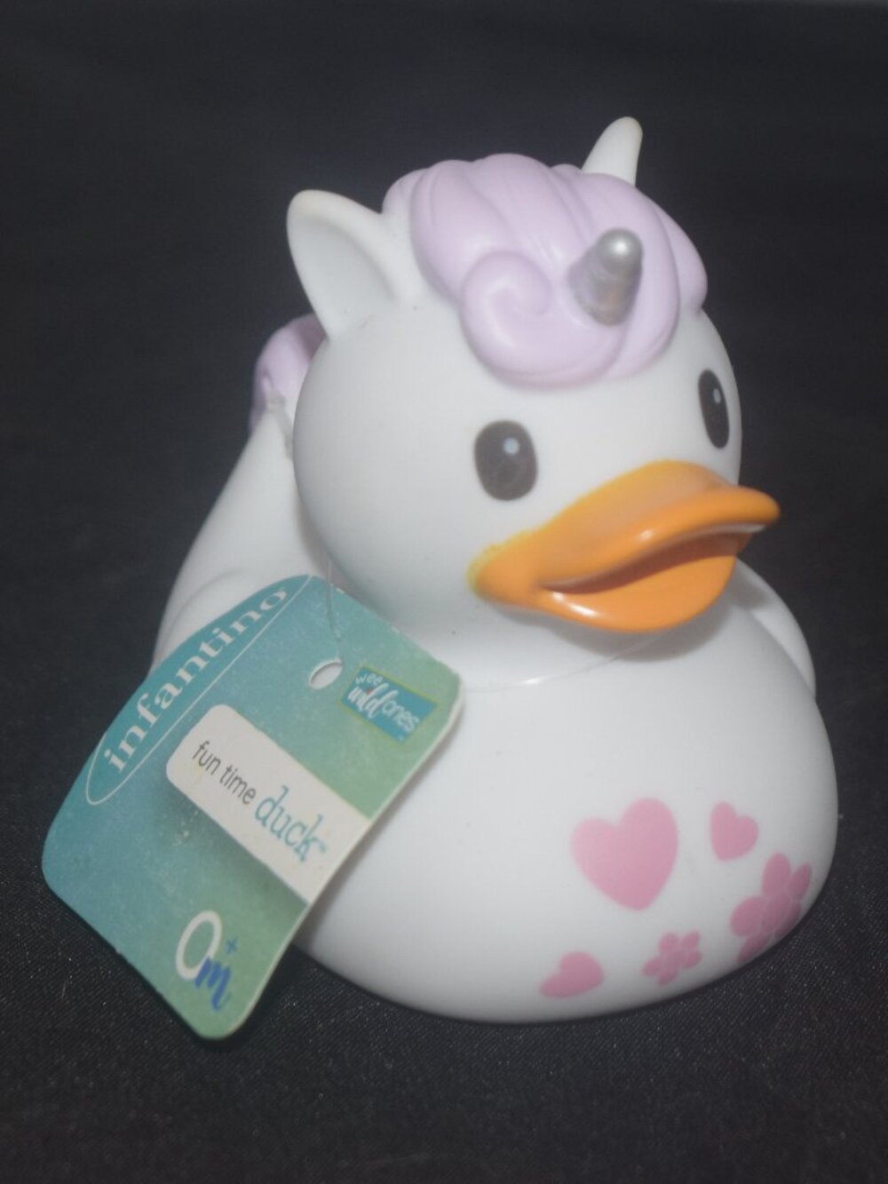 Infantino Fun Time Duck – Unicorn Rubber Duck – Pink & White Baby Bath Toy
